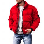 Coat Stand-up Collar Downcotton-padded Jacket Thickened Men's Cotton Jacket — Wine Red
