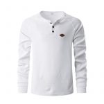 Waffle Buckle Quick-drying Raglan Henry Long Sleeve — White