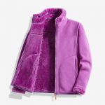 Double-sided Polar Fleece Outdoor Thick Warm Sweater Coat — Dark Purple