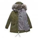Parka Cotton-padded Coat Mid-length Hooded — Army Green