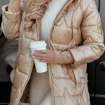 Elegant Winter Hooded Down Jacket Cardigan Coat — Khaki