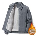 Winter Slim Retro Lapels Thick Corduroy Jacket — Gray