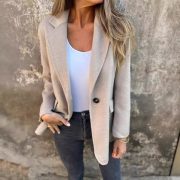 Ins Button Lapel Short Blazer Winter Fashion Commuter Jacket Outwear Women's Clothing — Light Purple - Image 6