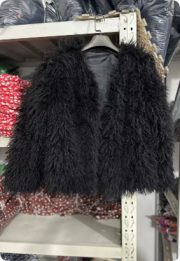 Coat Faux Fur Jacket — Wine Red - Image 7