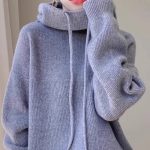 Hooded Solid Color Knitted Sweater — Premium Grey